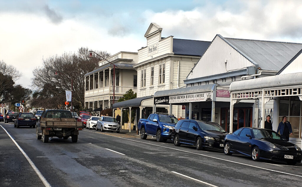 Greytown main street busy with Saturday shoppers, New Zealand