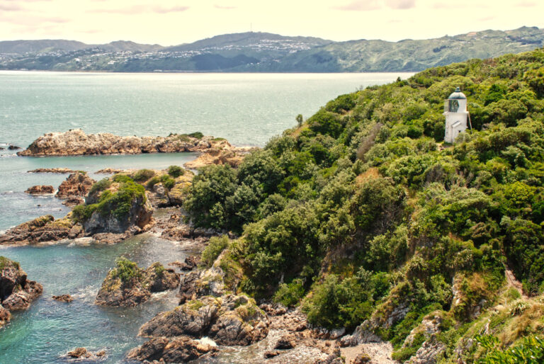 The lighthouse on Matiu / Somes Island, over looking Wellington harbour, New Zealand