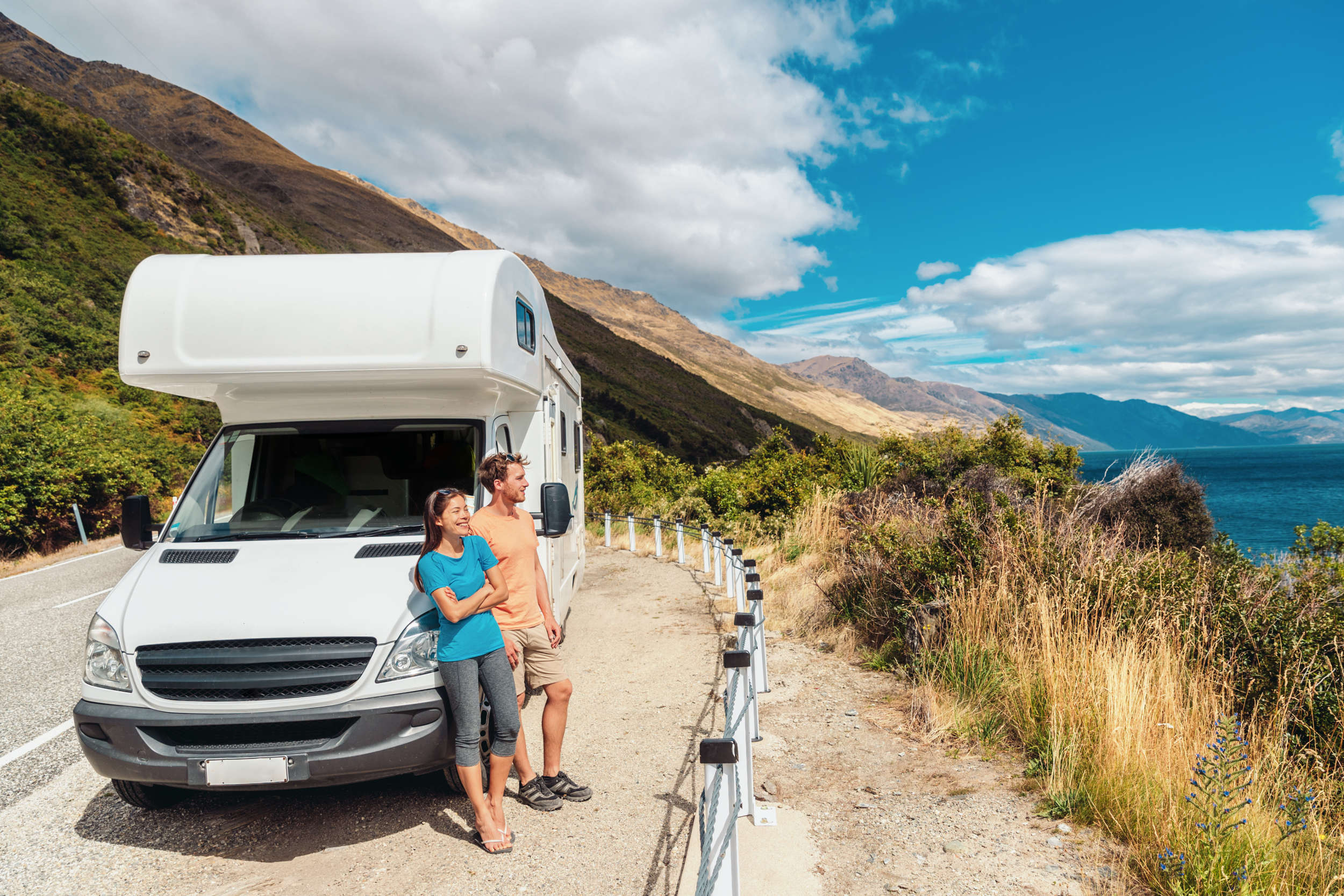 Motorhome RV camper van road trip on New Zealand