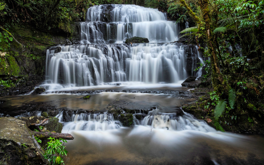 The spectacular Puraukaunui Waterfalls