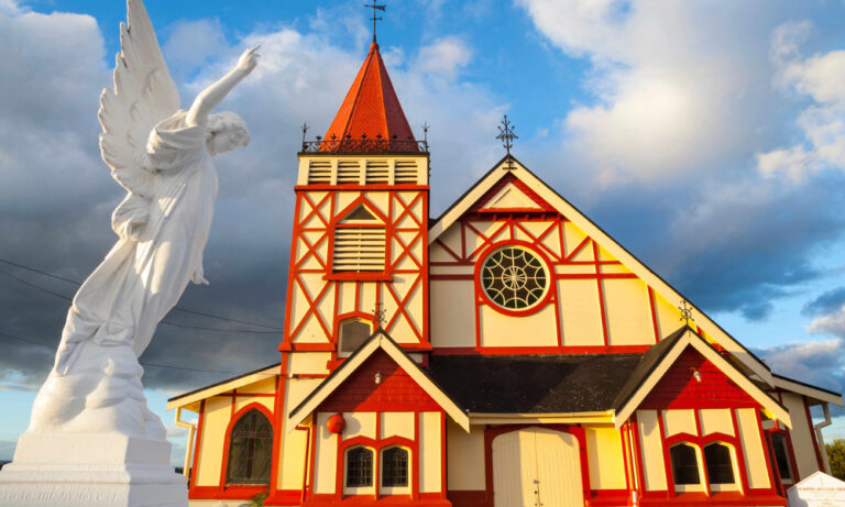 St Faith’s Anglican church at Ohinemutu on Lake Rotorua