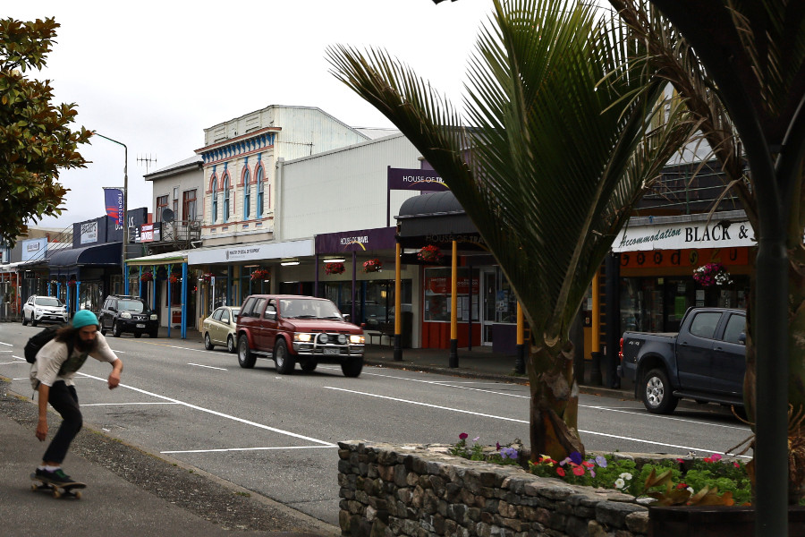 Westport Palmerston St main street of town, New Zealand