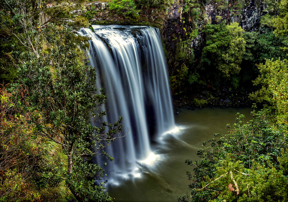 Whangarei Falls in winter, Northland, New Zealand