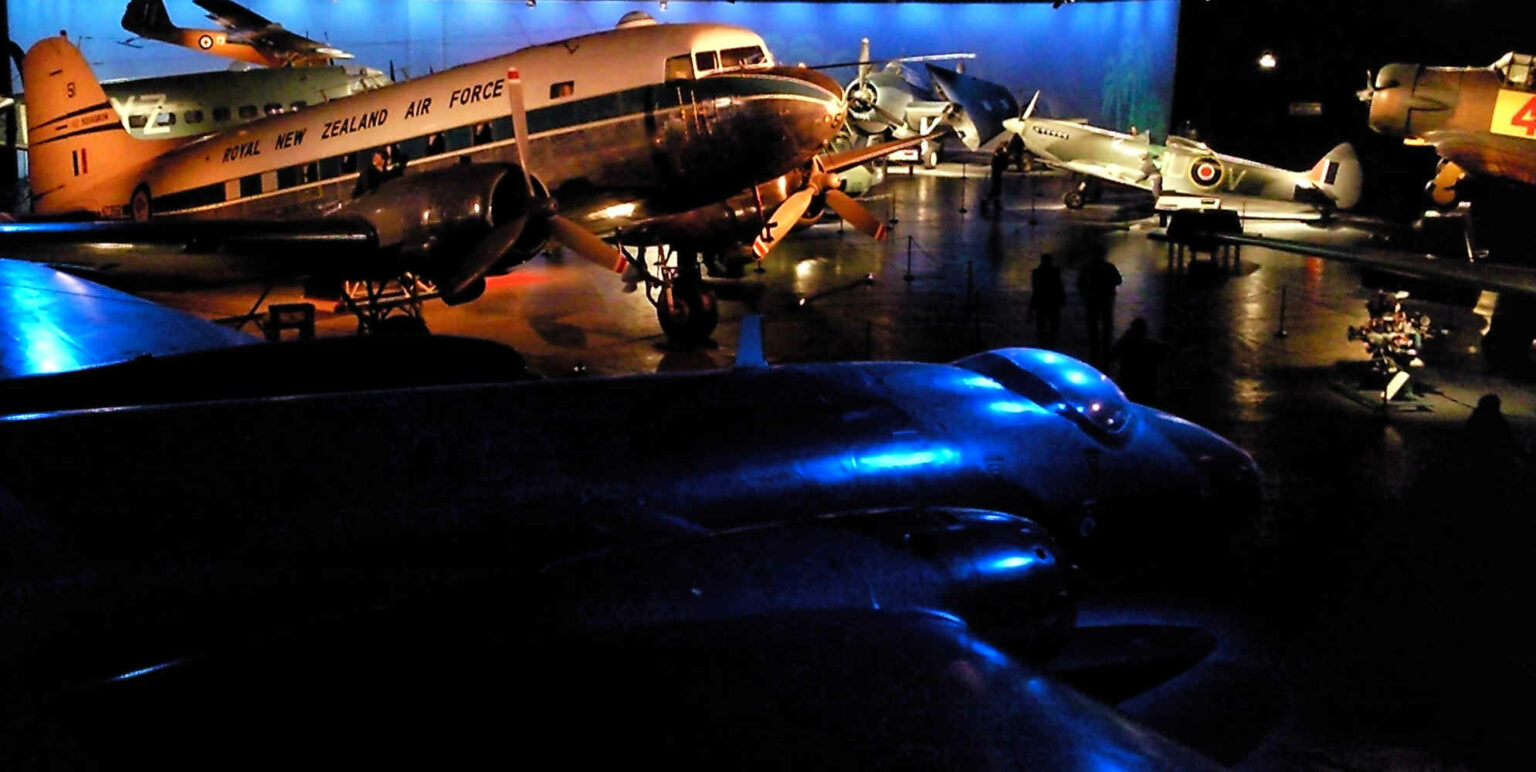 Air Force Museum of NZ dramatic theatre lighting, Christchurch, Canterbury, NZ