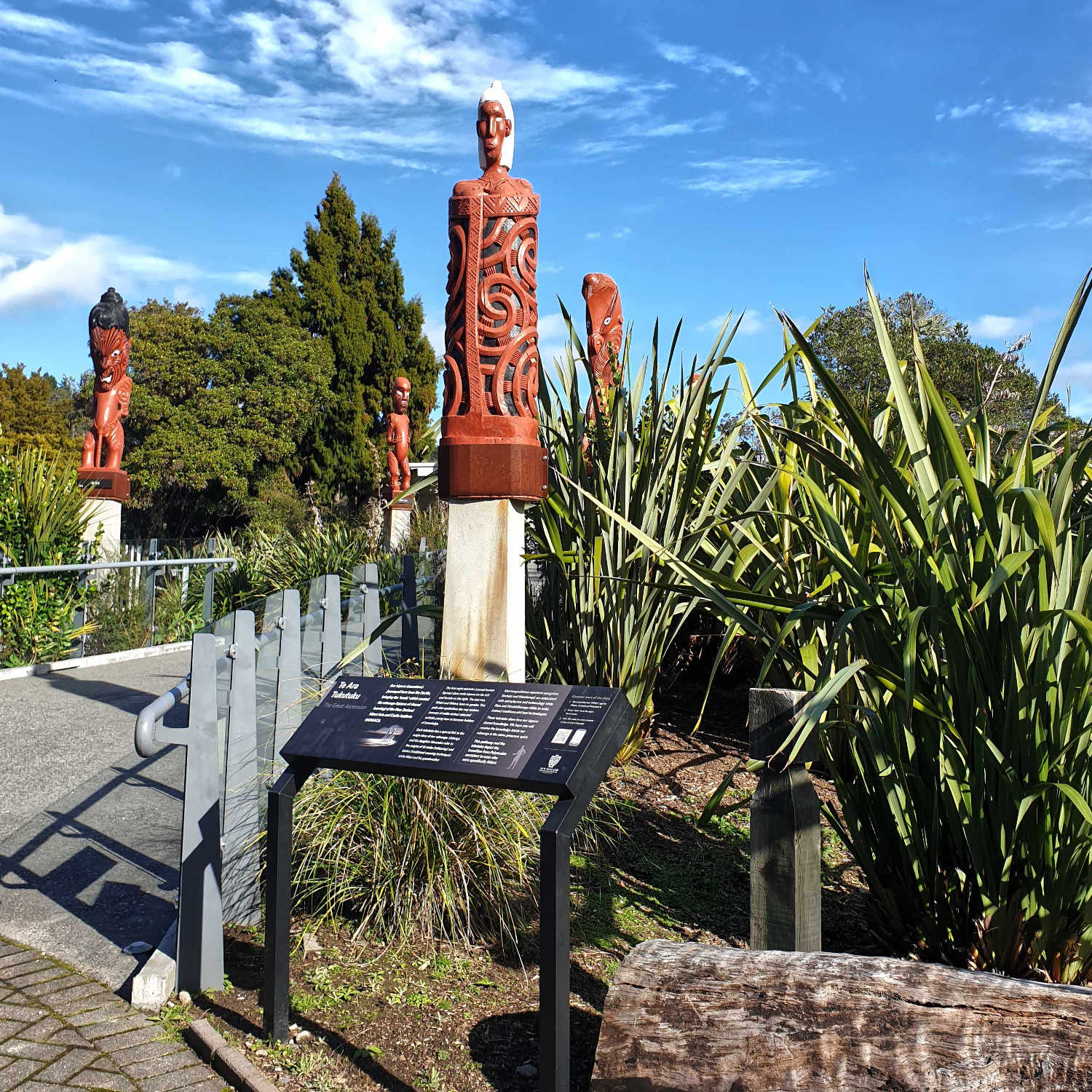 Ceremonial entrance ancestral carved figures, Te Puia, Rotorua, NZ