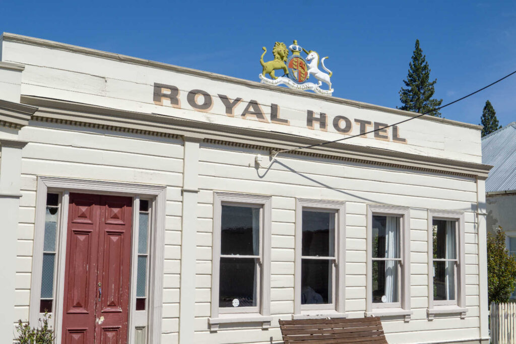 Colonial architecture Royal Hotel building in small Central Otago town, Naseby New Zealand