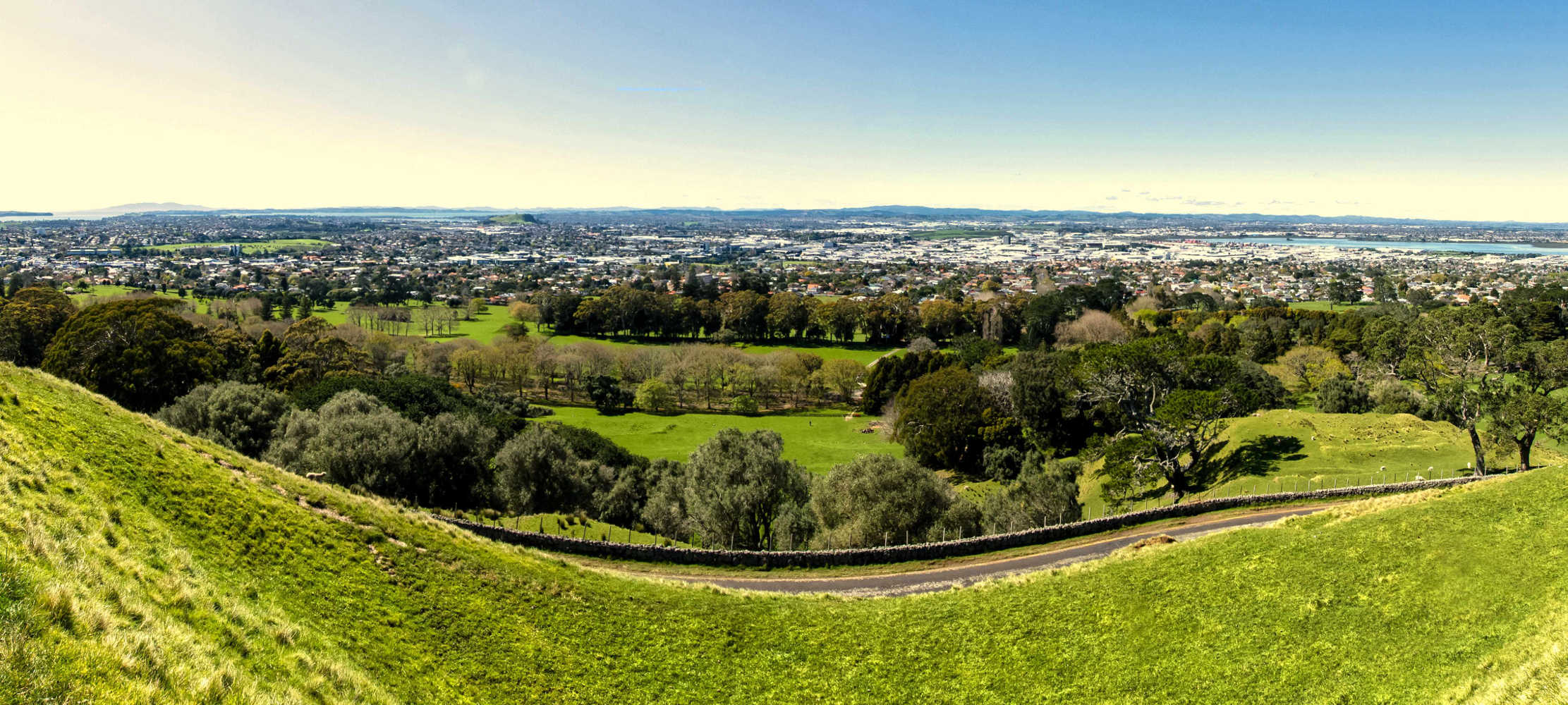 Cornwall park, panorama view from the One Tree Hill, Auckland New Zealand