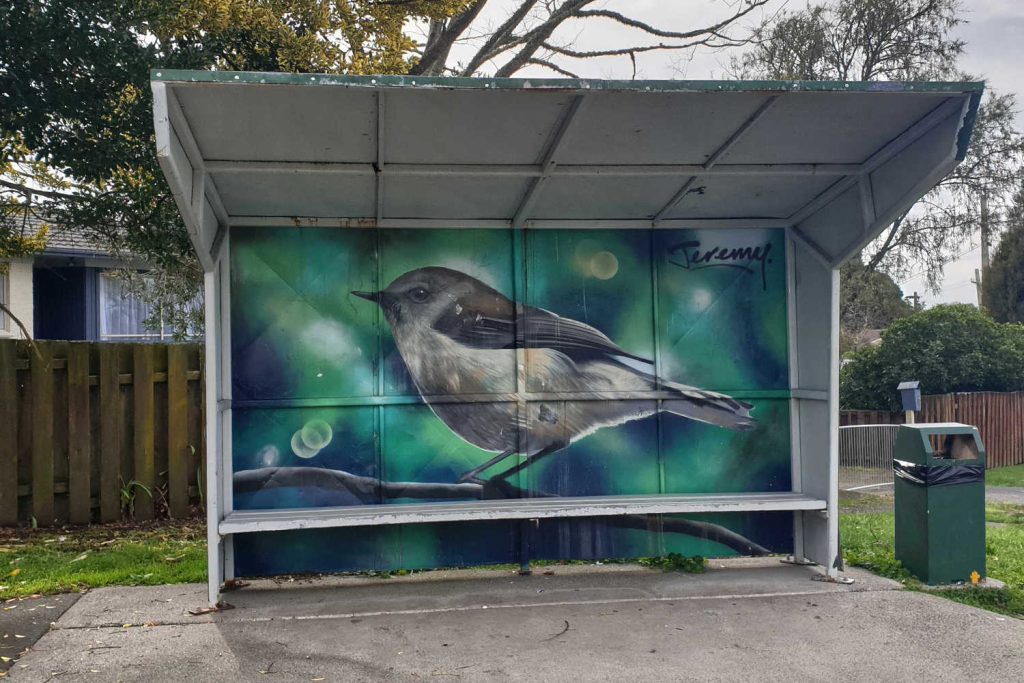 Hamilton, Waikato bus stop artwork, New Zealand