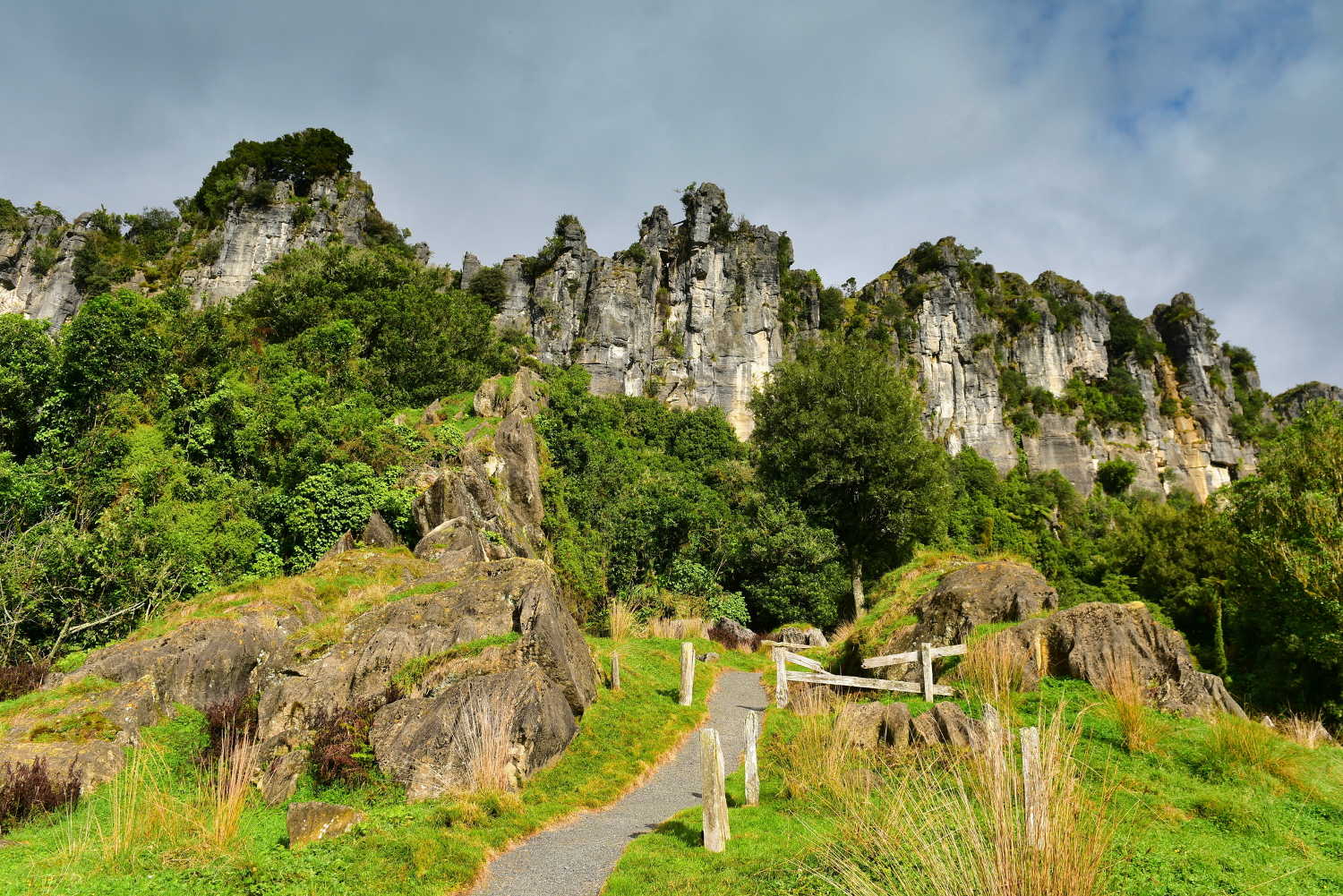 Stunning rock formations at Mangaotaki Valley, the filming location of `The Hobbit, an Unexpected Journey`, in New Zealand