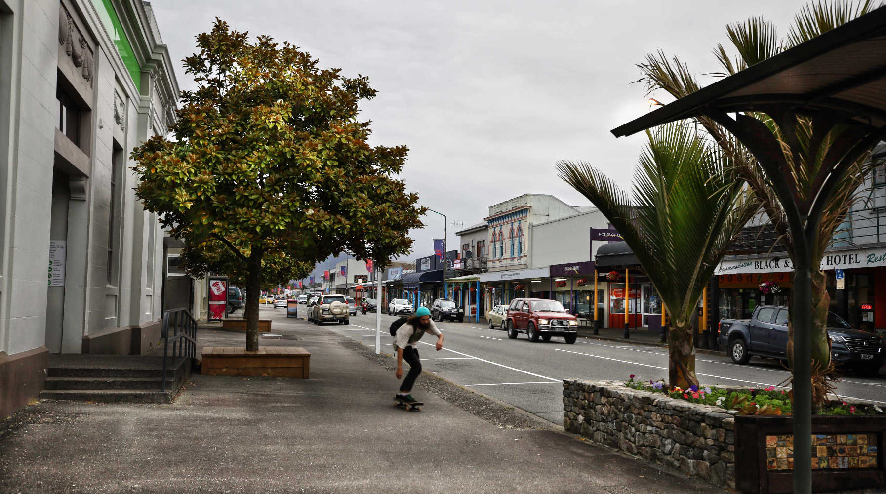 Westport main street South Island, West Coast, New Zealand