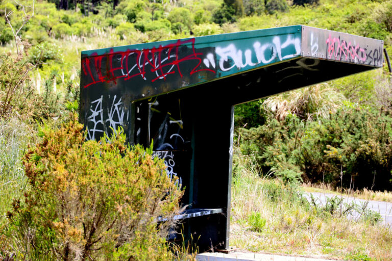 Bathhurst mine site public busstop nearby Huntly, Waikato, NZ