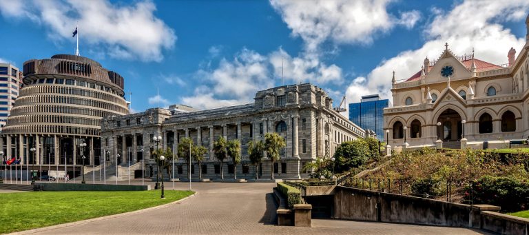Executive Wing of the New Zealand Parliament Buildings located at the corner of Molesworth Street and Lambton Quay, Wellington, New Zealand