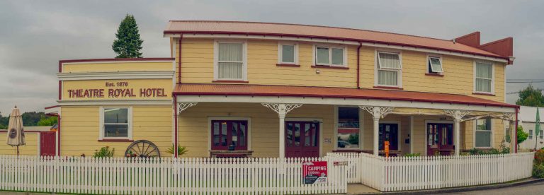 Kumara Town, NZ. Theatre Royal Hotel, The West Coast's only restored miners' hotel, and once world-renowned Theatre