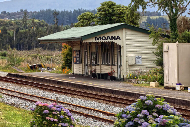 Lake Brunner heritage railway station, location Moana, New Zealand
