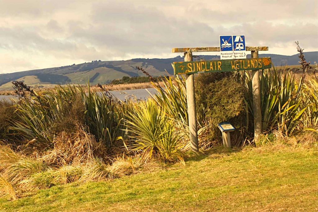 Otago Sinclair Wetlands signage, New Zealand