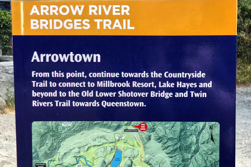Arrow Bridges River Trail signage, South Island, New Zealand