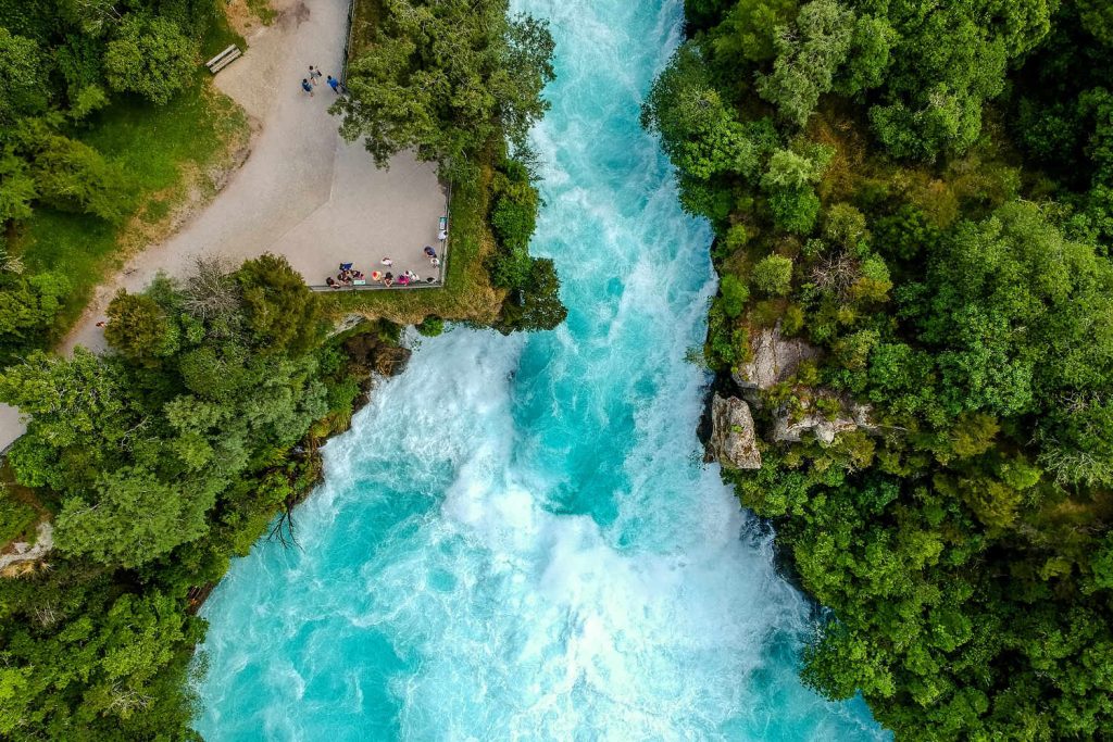 Huka Falls waterfall in Wairakei near Lake Taupo in New Zealand