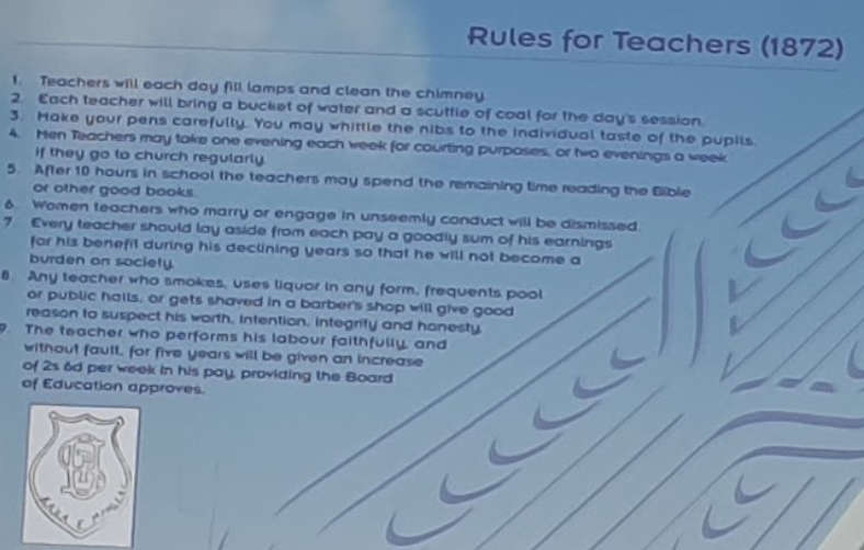 RULES FOR TEACHERS 1872