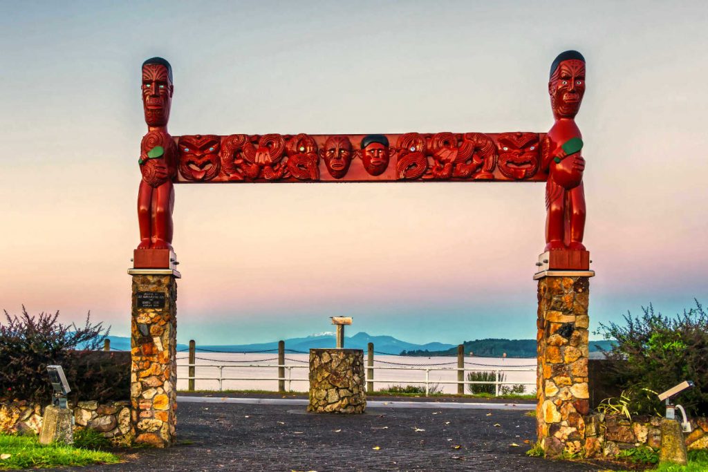 Taupo gateway to the Lake on a clear morning dawn, New Zealand