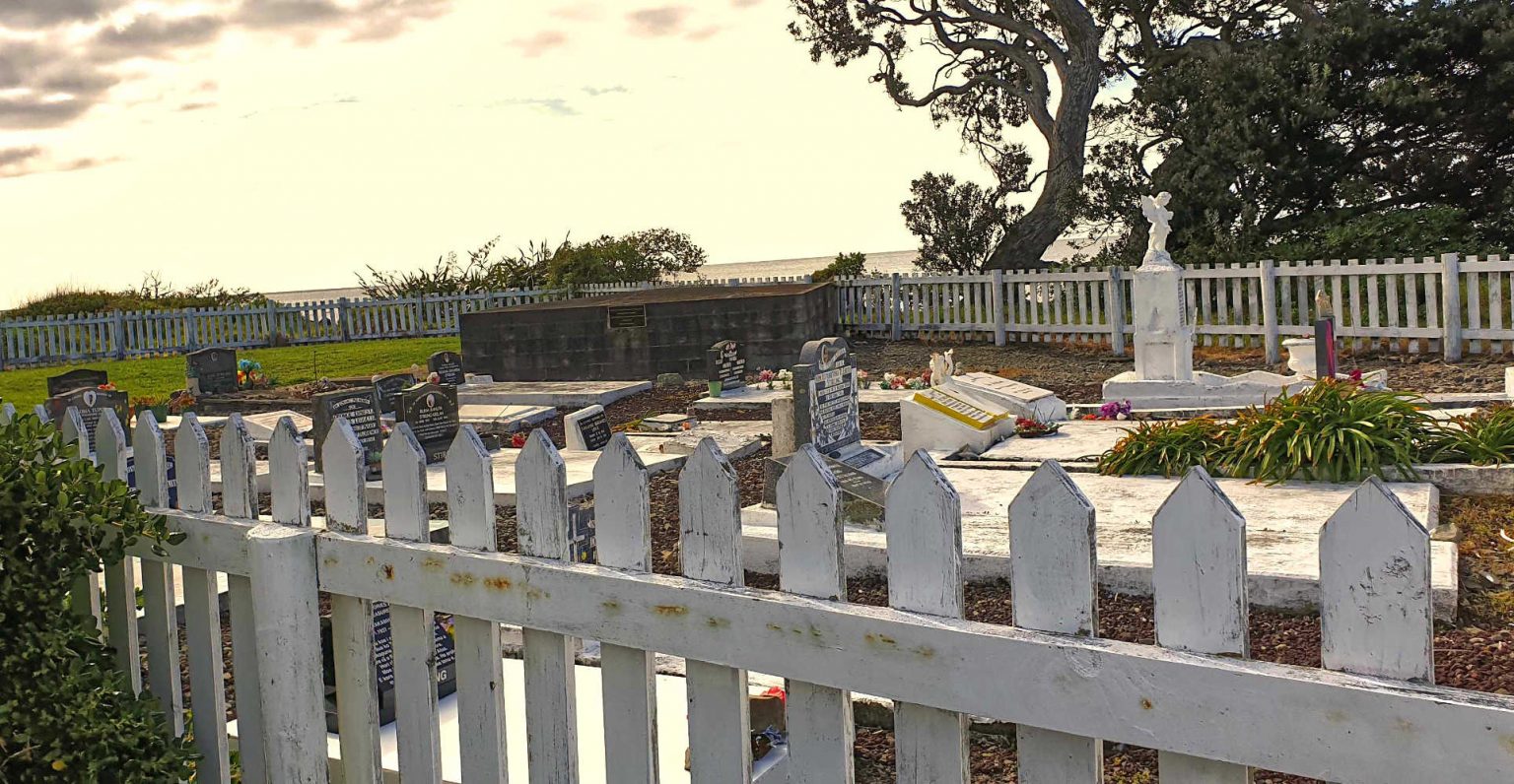 Waihau Bay church cemetery overlooking Waihau Bay, New Zealand