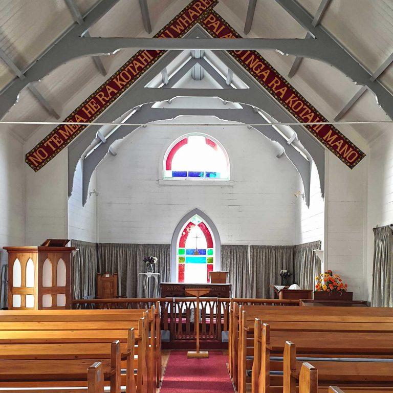 Waihau Bay church interior, New Zealand