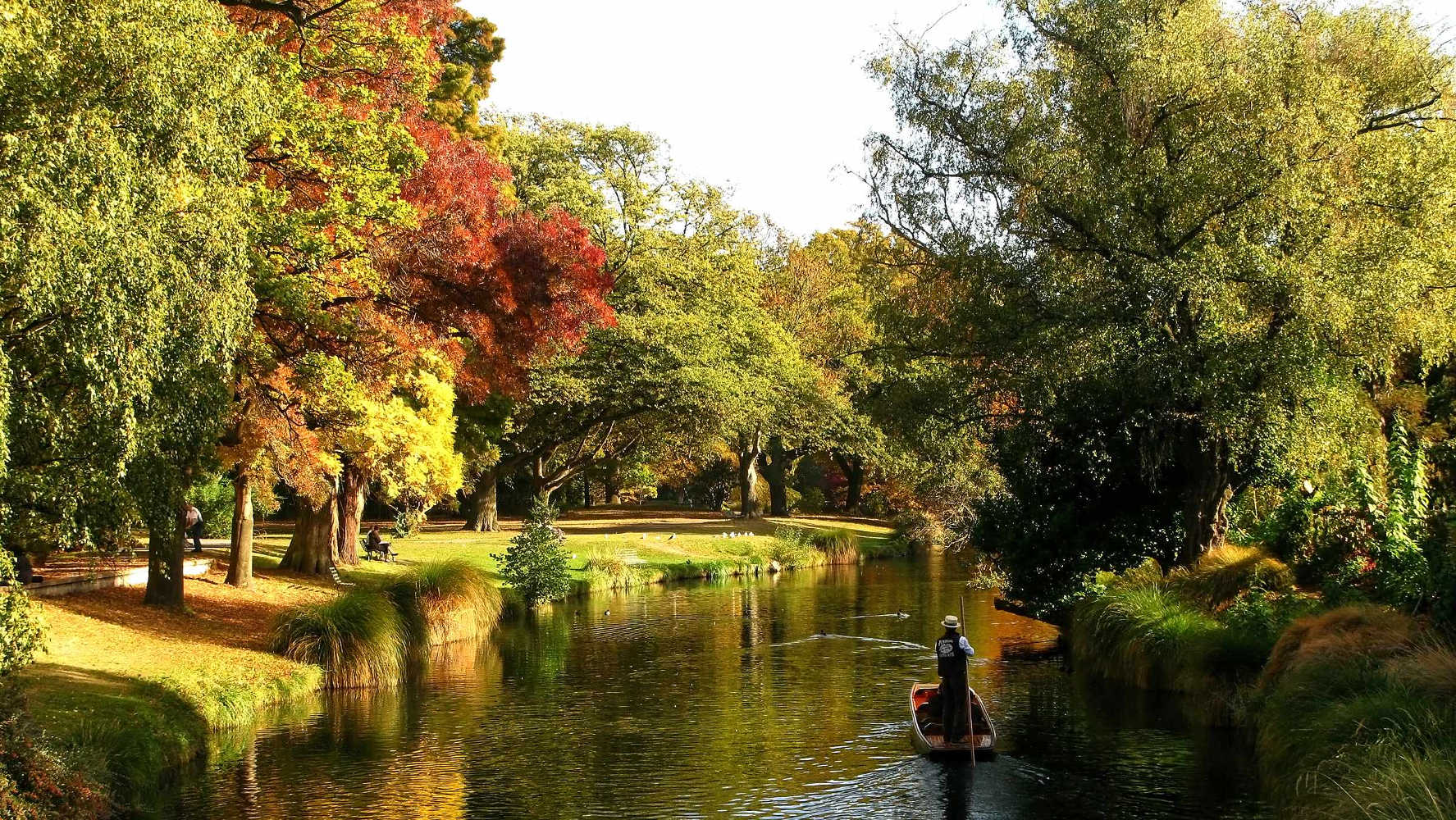 Beautiful color of Autumn at Avon River in Christchurch New Zealand