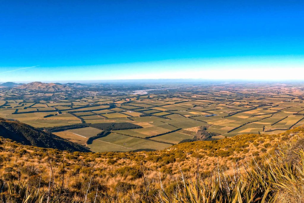 Mt Hutt lookout over Methven and Canterbury plains, NZ