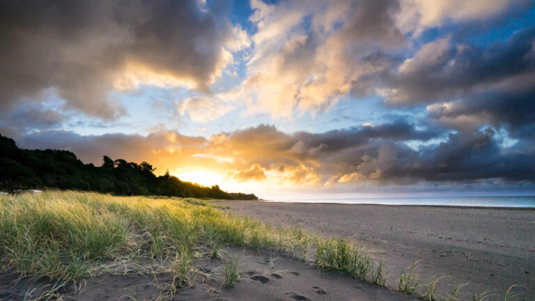 Sunset over Oakura Beach, Taranaki, New Zealand