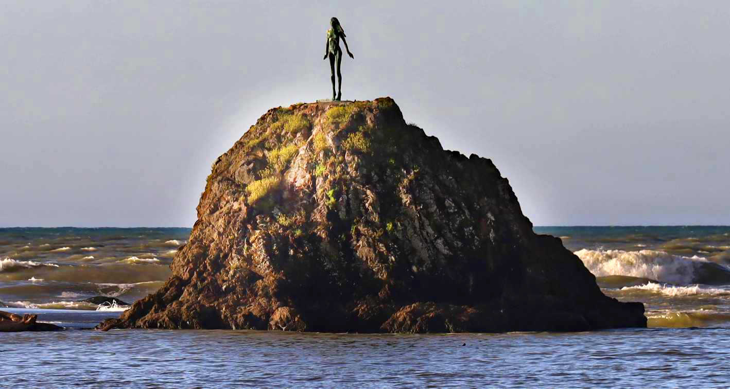 Wairaka, daughter of Toroa, The Lady on the Rock, Capt of Mataatua Waka (canoe) sculpture, Whakatane, Bay of Plenty