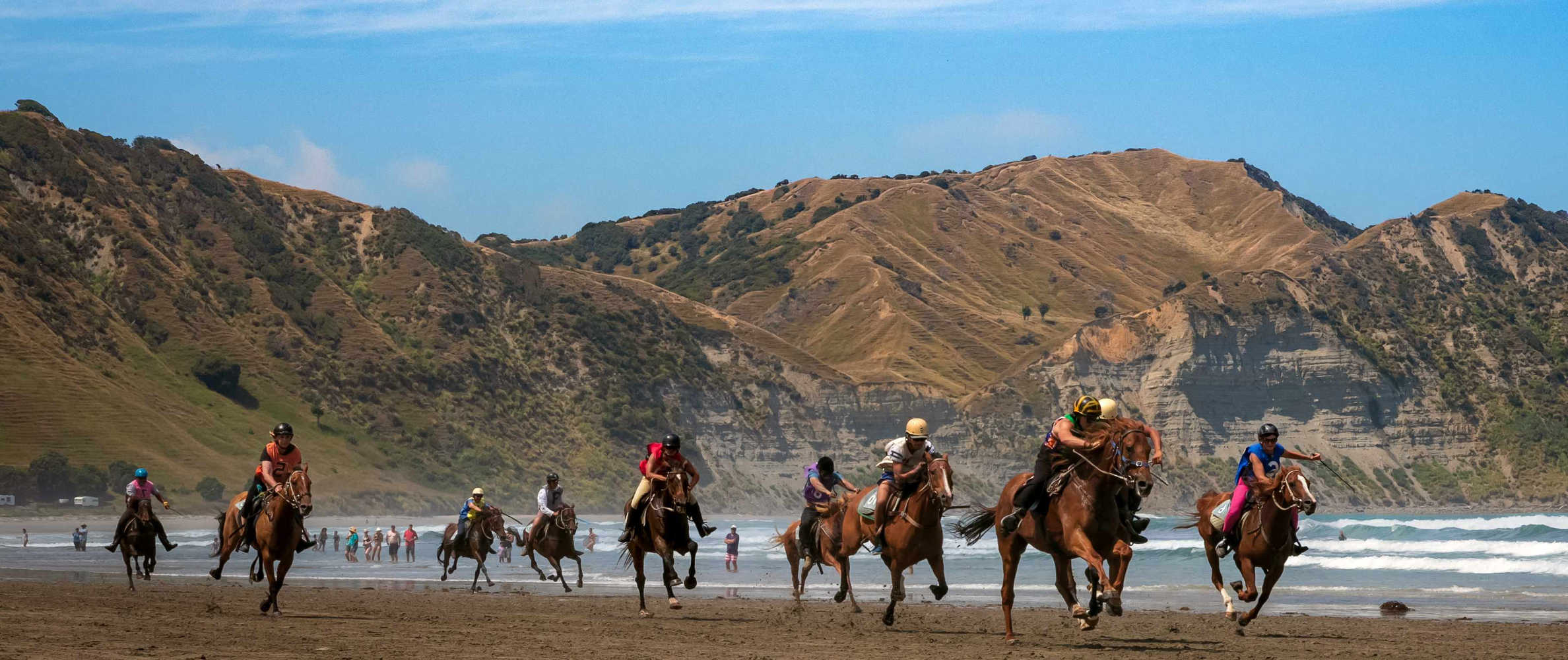 KAIAUA BEACH Annual summer beach horse racing event Tolaga Bay, New Zealand