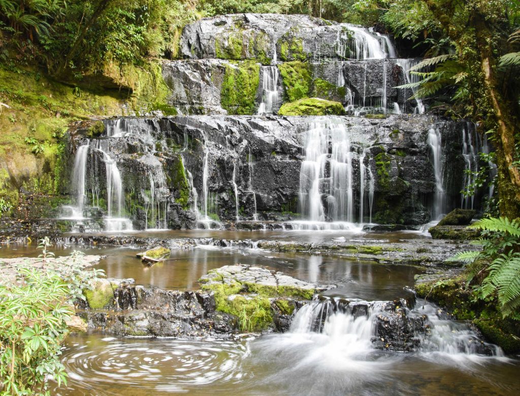 Maraetotara falls with rock pools, New Zealand