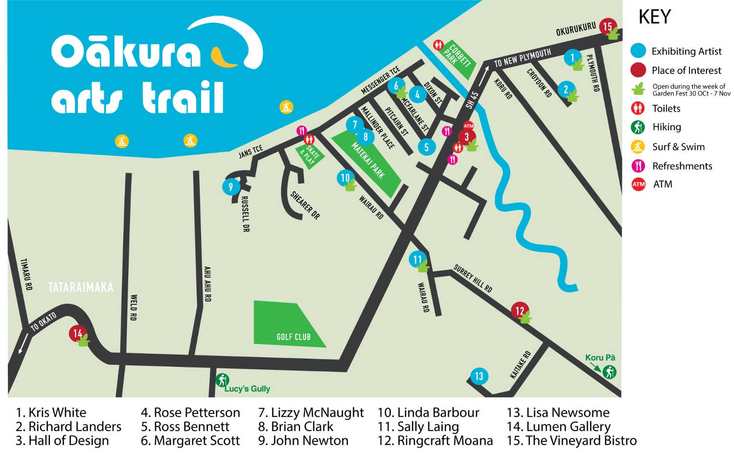 Oakura Art Trail Map