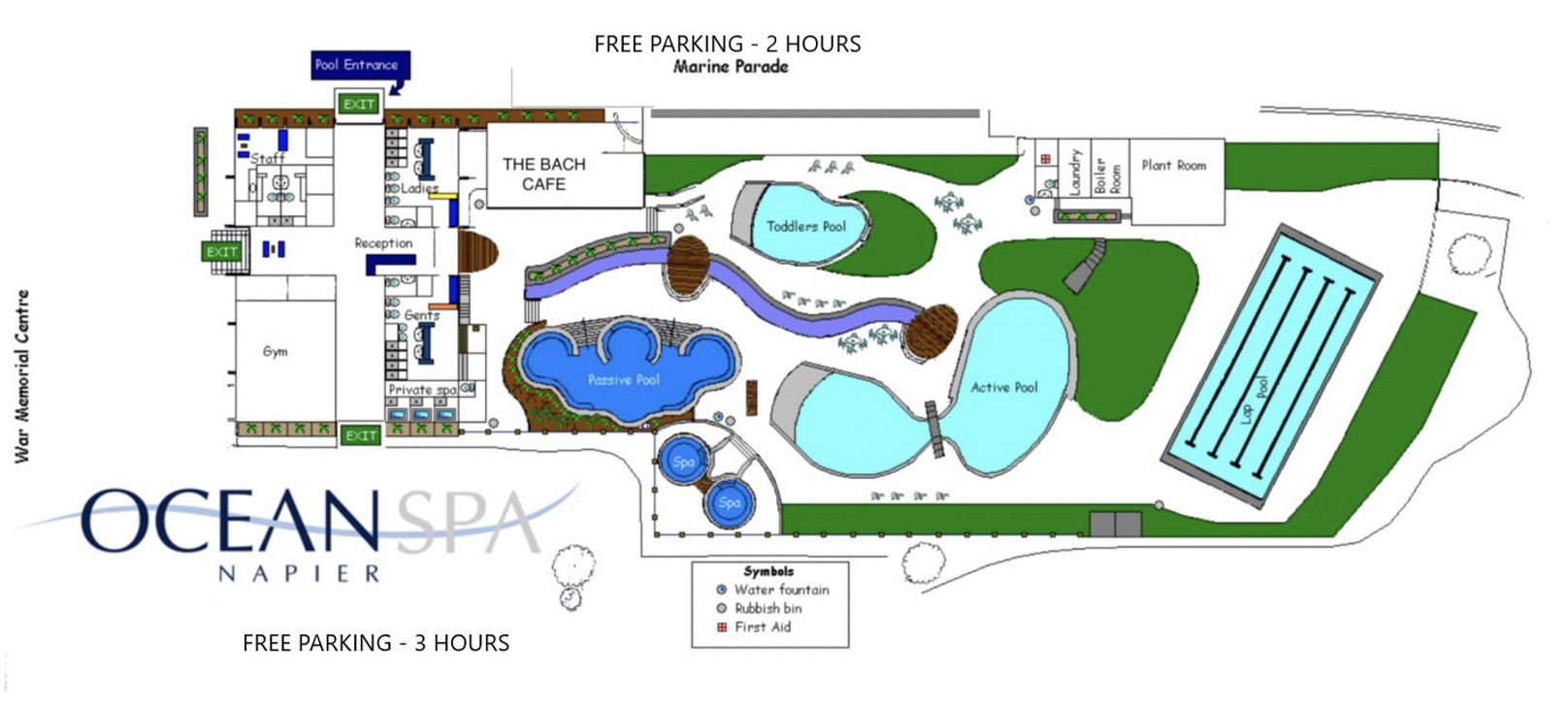 Ocean Spa Complex Napier pool layout