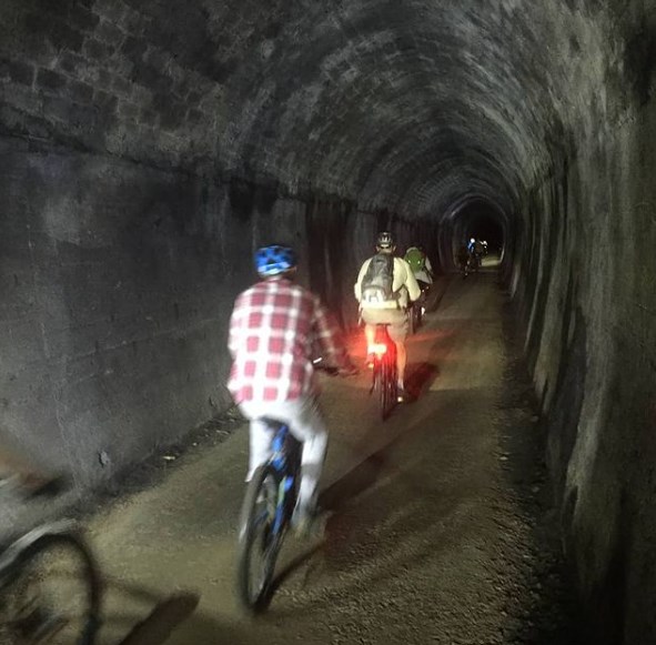 Tunneling towards lunch at the Kohatu Flat Rock Cafe - Spooners Rail Tunnel @whakaturotary