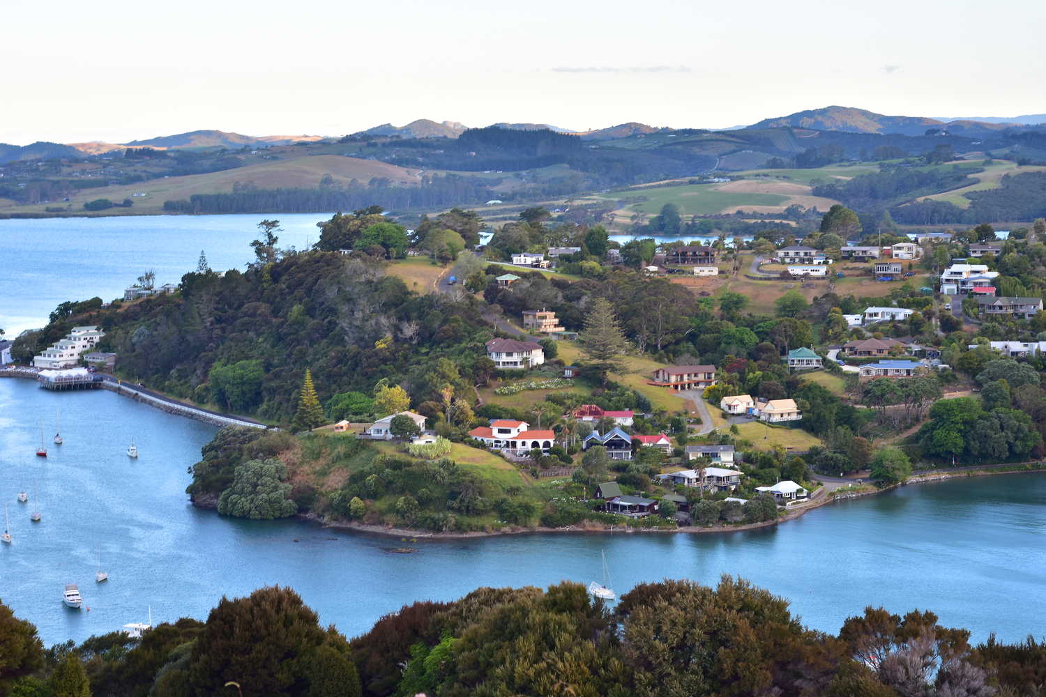 View of Mill Bay and Mangonui Harbour from the top of Rangikapiti Pa Historic Reserve hill