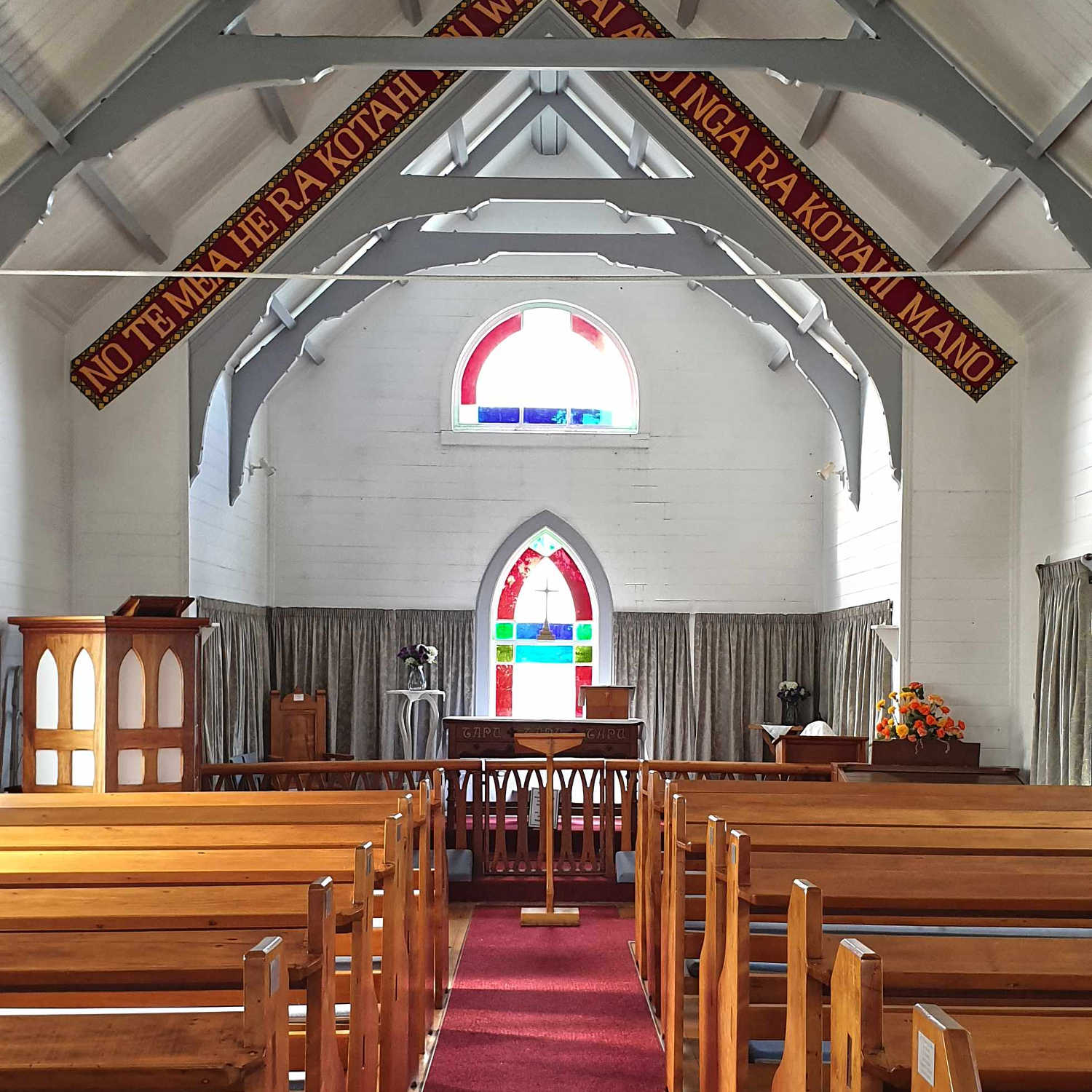 Waihau Bay church interior, New Zealand