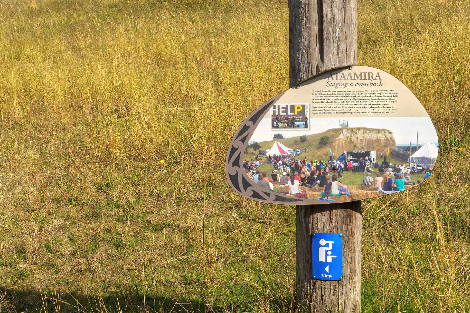 An information board at Otatara Pa, a reconstruction of a historic Maori pa (fort) near Taradale, New Zealand