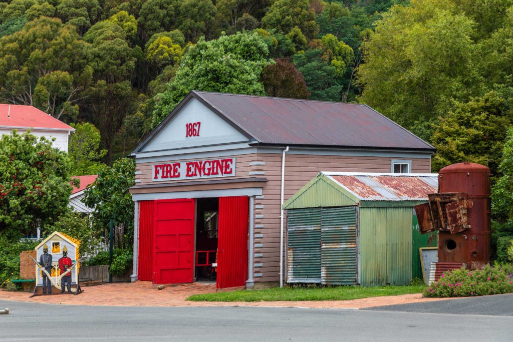 Nelson Volunteer Fire Brigade Engine House built in 1867 at the Founders Park, Nelson, New Zealand