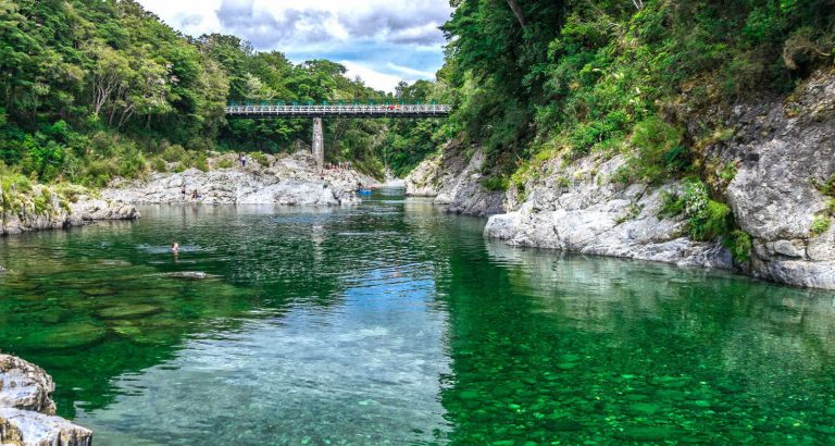 Beautiful green and clear pelorus river, known from the movie hobit. South Island, New Zealand