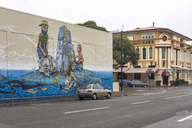 Sea Wall Mural in Napier, New Zealand