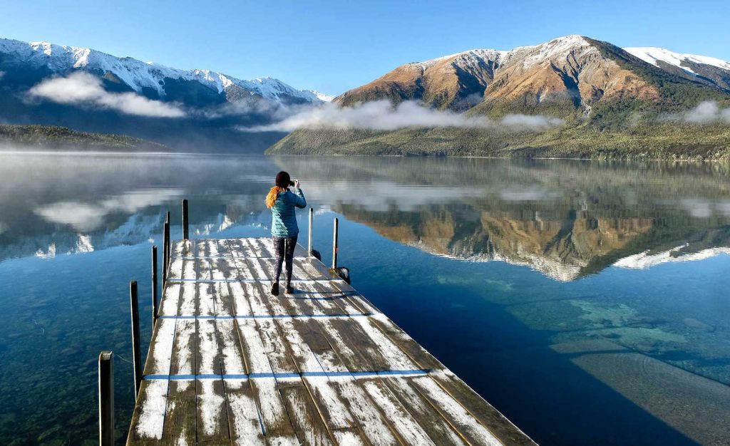 Mountains Reflected in Lake Rotoiti, New Zealand
