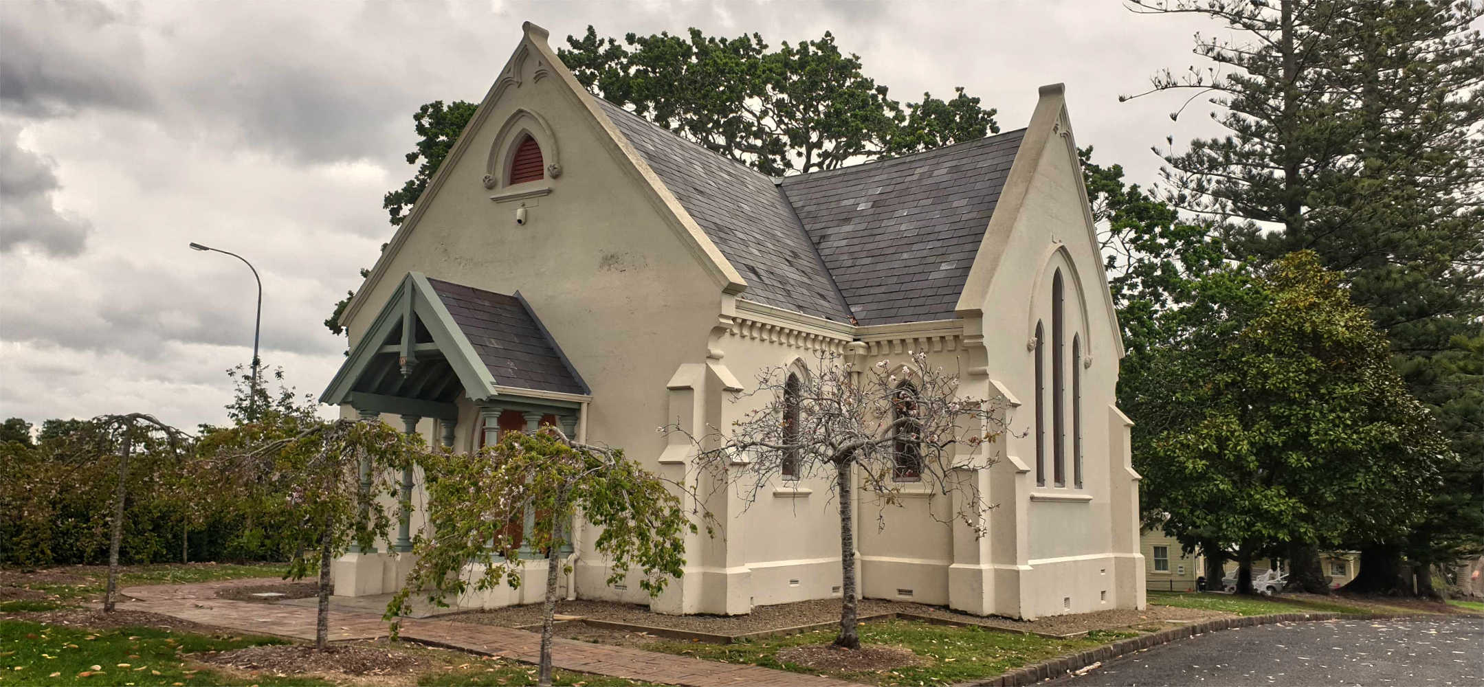 Auckland Waikumete Cemetery historic gothic chapel, New Zealand