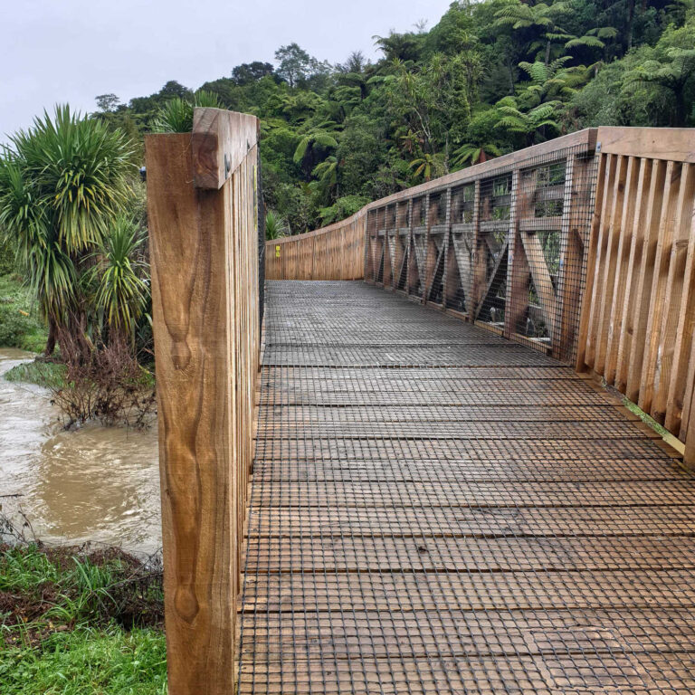 Hakarimata Scenic Reserve river crossing bridge, Waikato, New Zealand