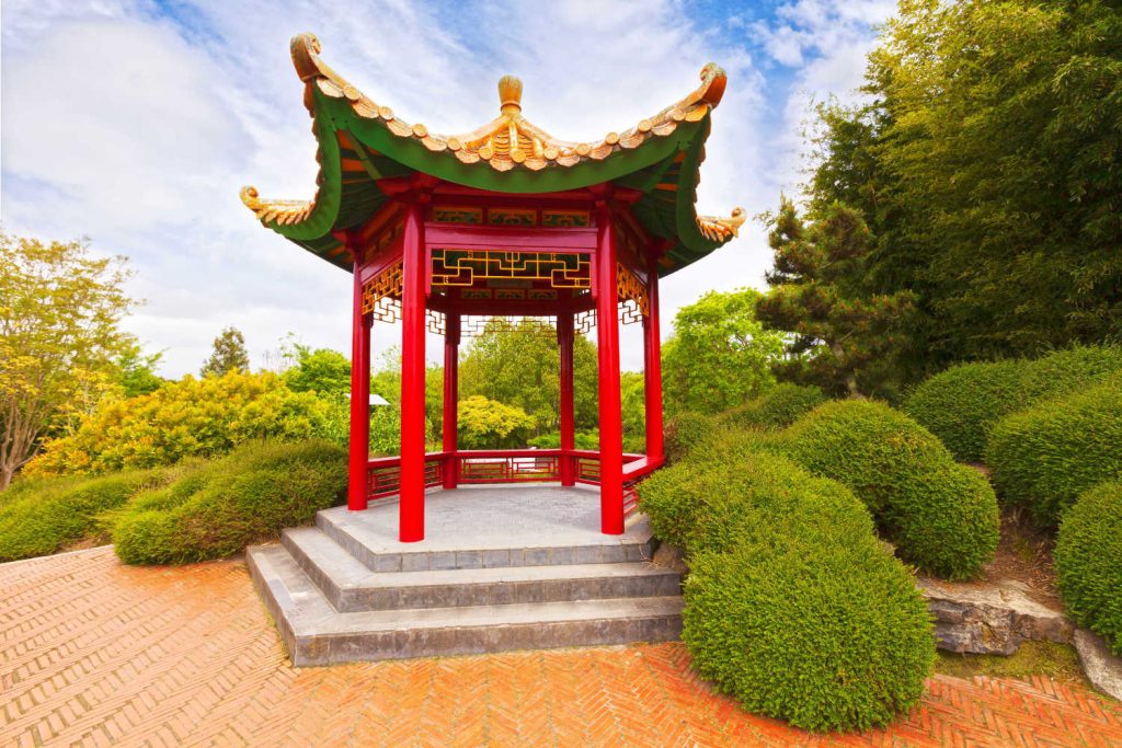 Chinese Pagoda, Hamilton Gardens, Hamilton, Waikato, New Zealand.