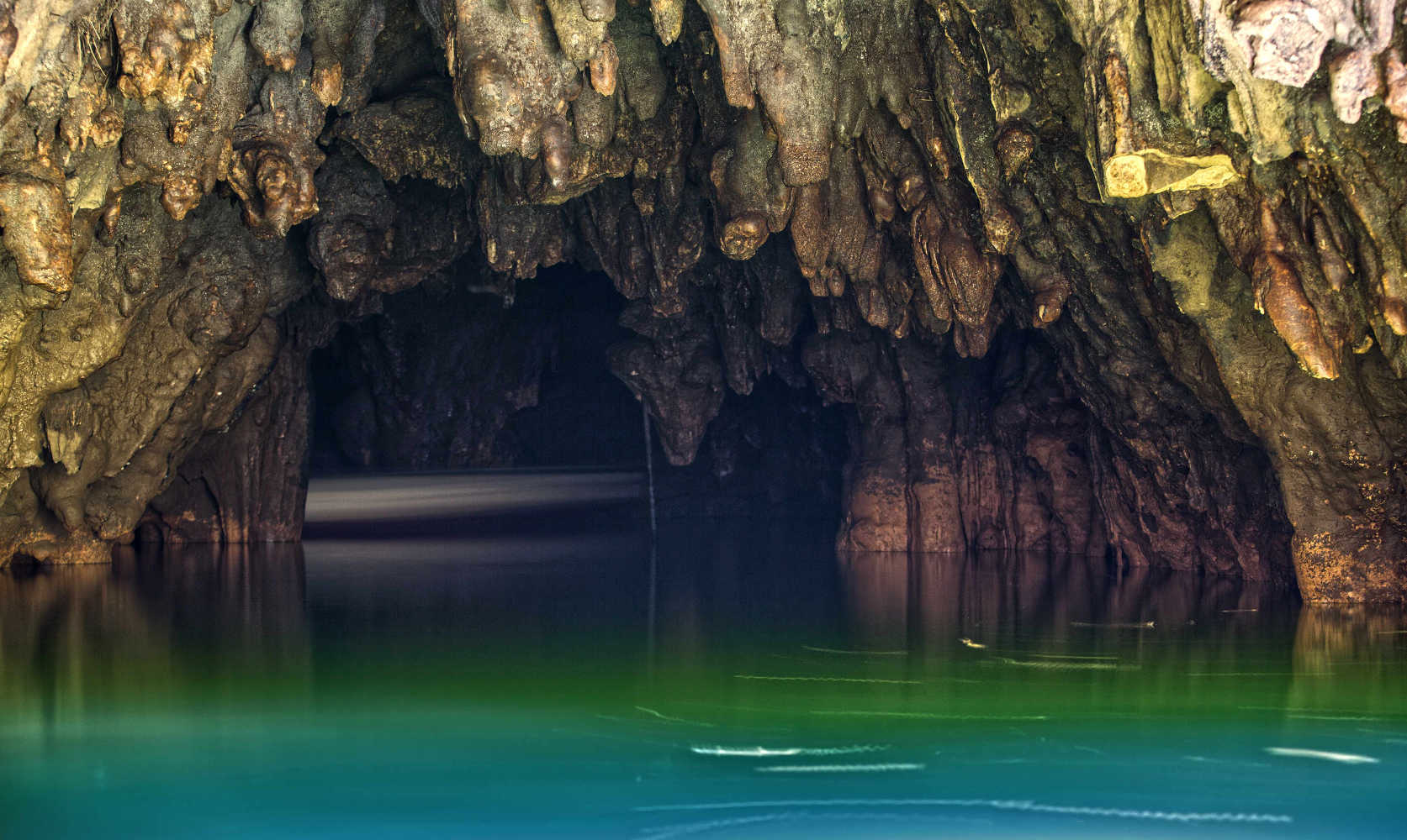 Waitomo Cave system underground river, New Zealand