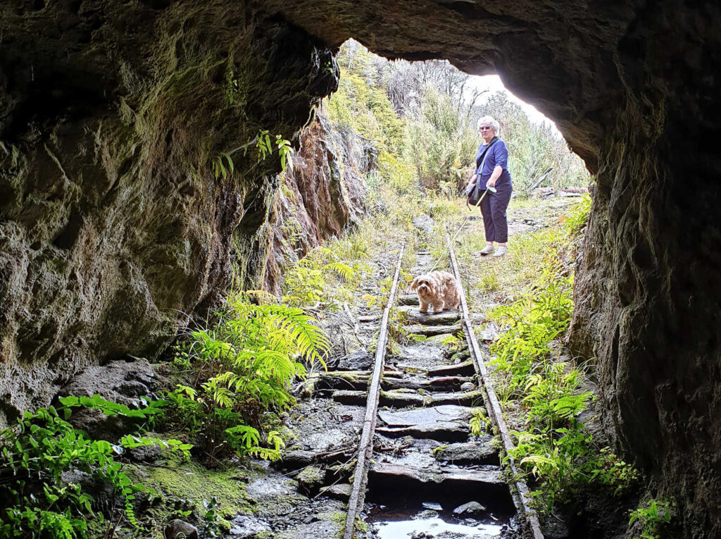 Charming Creek disused mine shaft entrance Max and NZJane, New Zealand