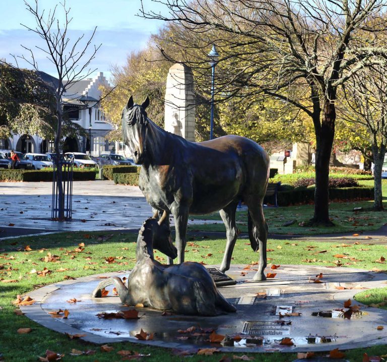 Cambridge Esquestarian sculpture near town hall, Waikato, New Zealand
