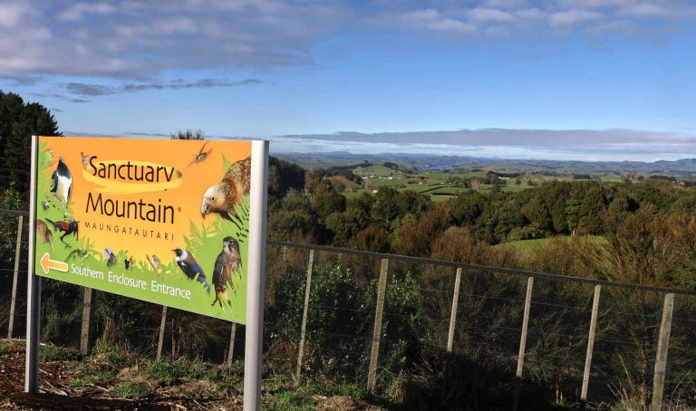 Sanctuary Mountain Maungatautari signage, Waikato, New Zealand