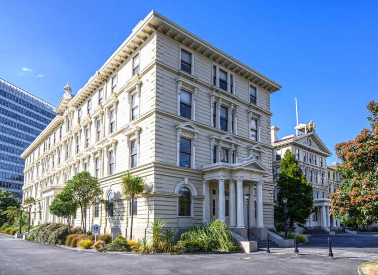 Timber building Old Government Buildings (1876), on Lambton Quay, Wellington, New Zealand