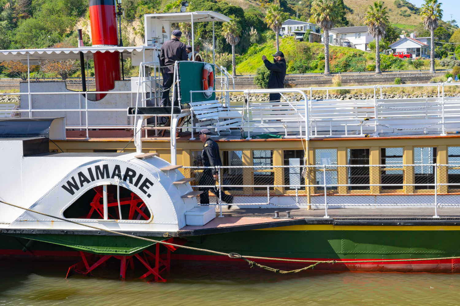 Wanganui River paddle-steamer Waimarie in dock, used for tourist cruises up river, Wanganui, New Zealand